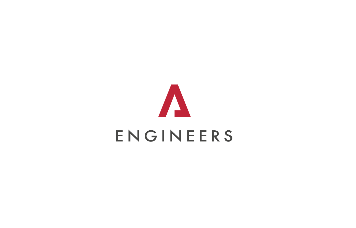 Pictogramme en forme de A et mention ENGINEERS sur fond blanc.