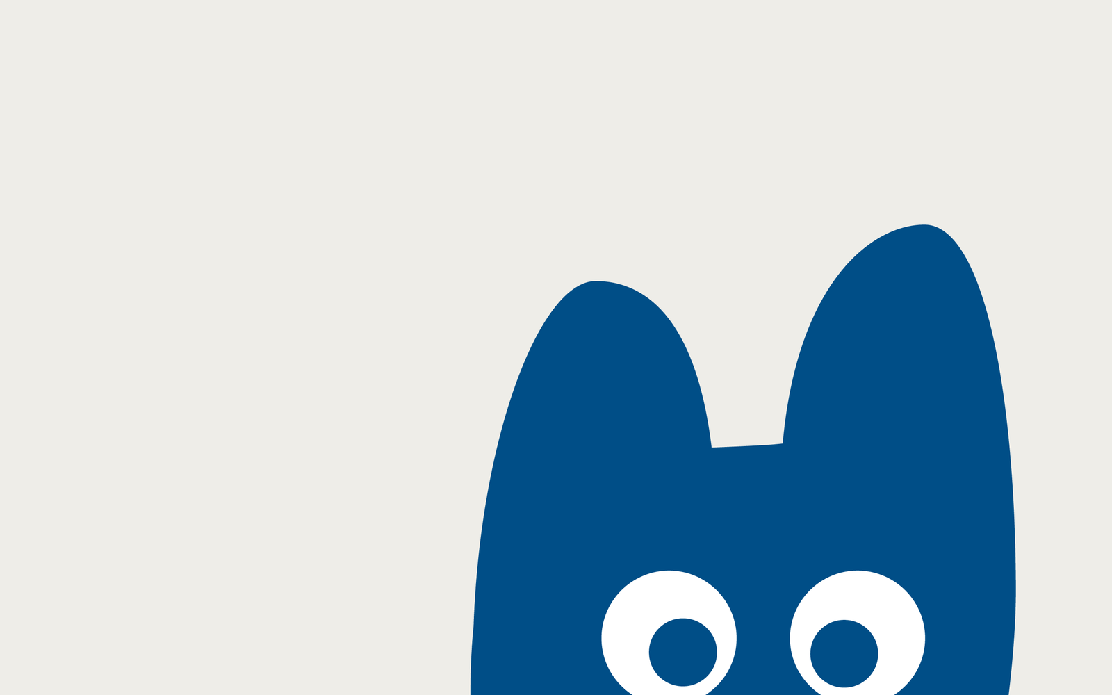 Illustration d’un chat bleu aux grands yeux qui épie depuis le bas du cadre.