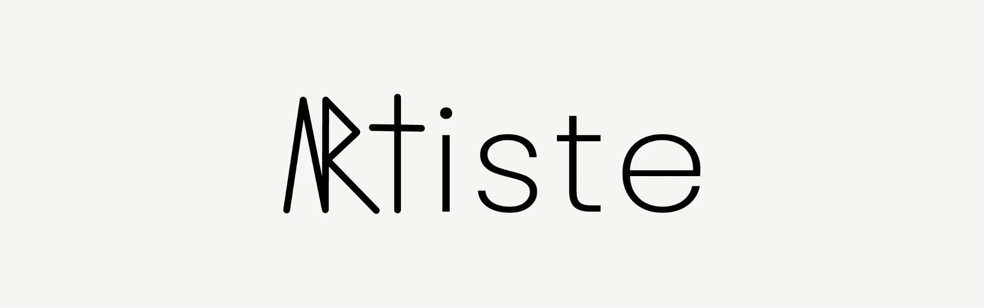 Mot ARtiste, dont le A et le R reprennent les traits anguleux du logotype.